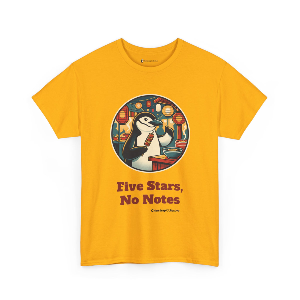 Night Market Critic penguin T-shirt in Gold