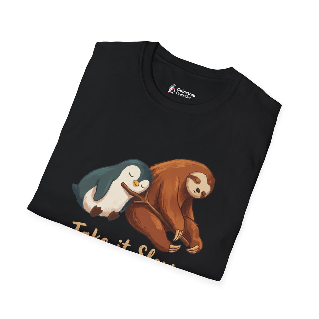The Take It Slow T-shirt in Black, folded