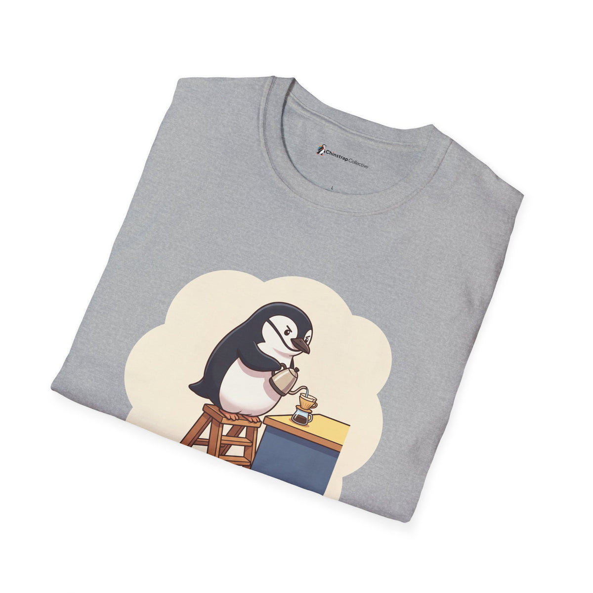 The Pour-Over Patience T-shirt in Sport Grey, folded