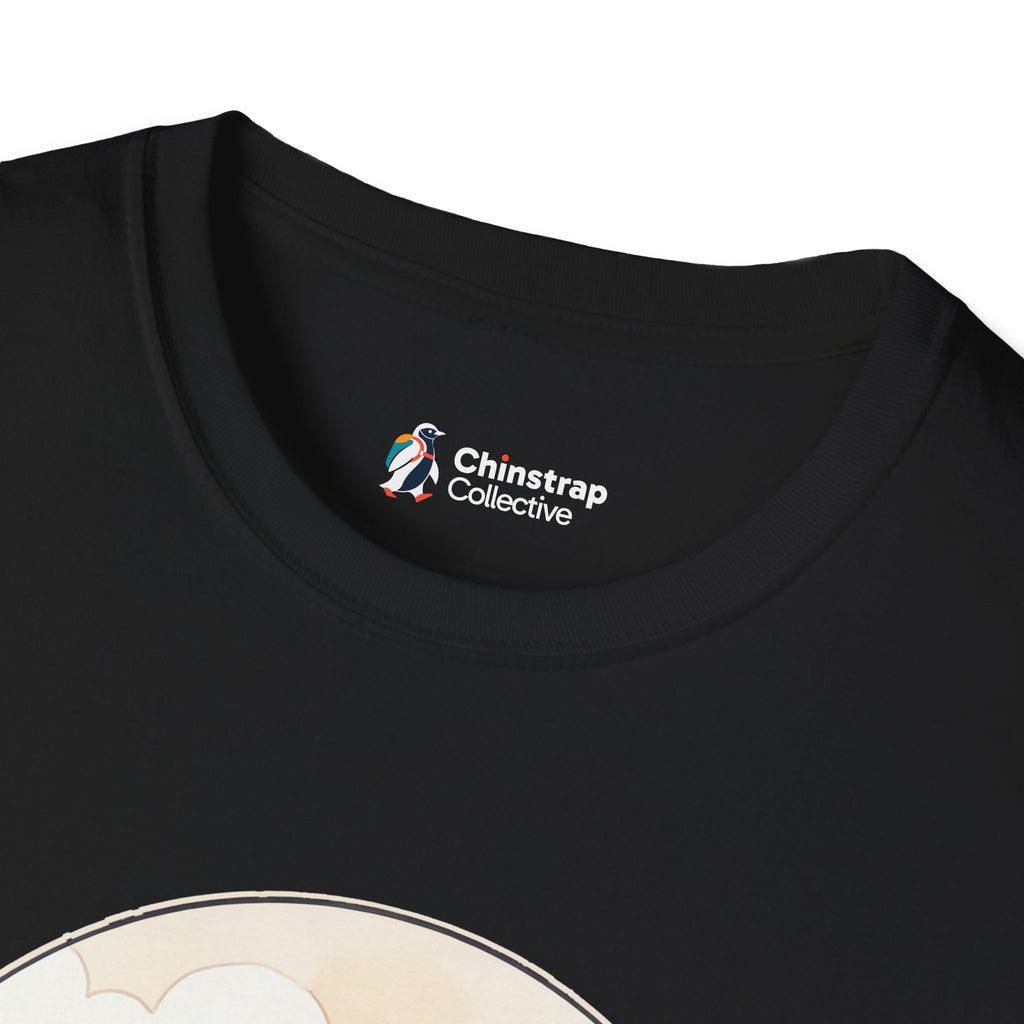 The Chinstrap Collective neck label on the Beak Buddies T-shirt in Black