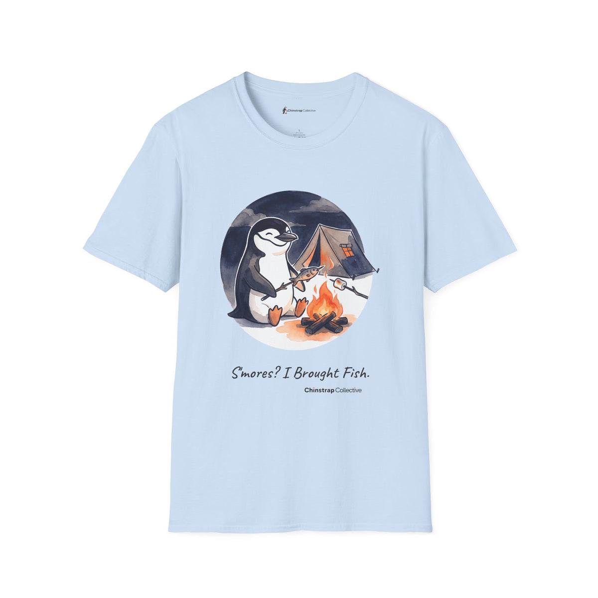 Campfire Fish T-Shirt, Watercolour and Ink Style, Lightweight Fabric
