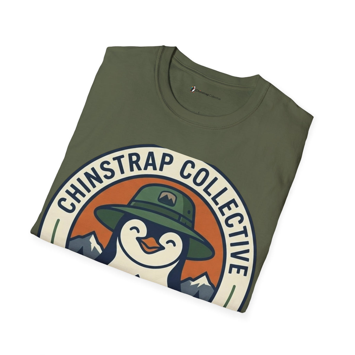 The Penguin Patch T-shirt in Military Green, folded