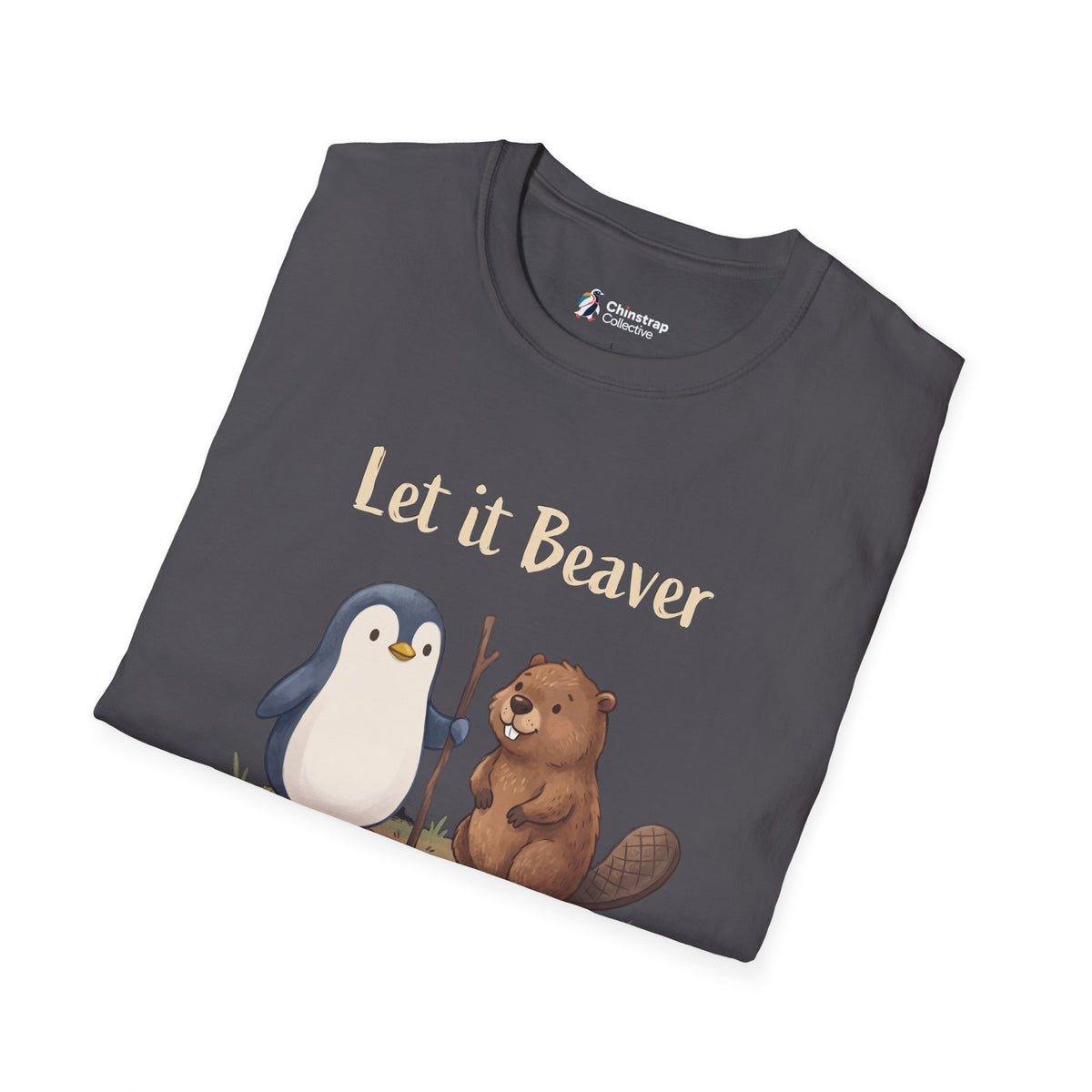 The Let It Beaver T-shirt in Charcoal, folded