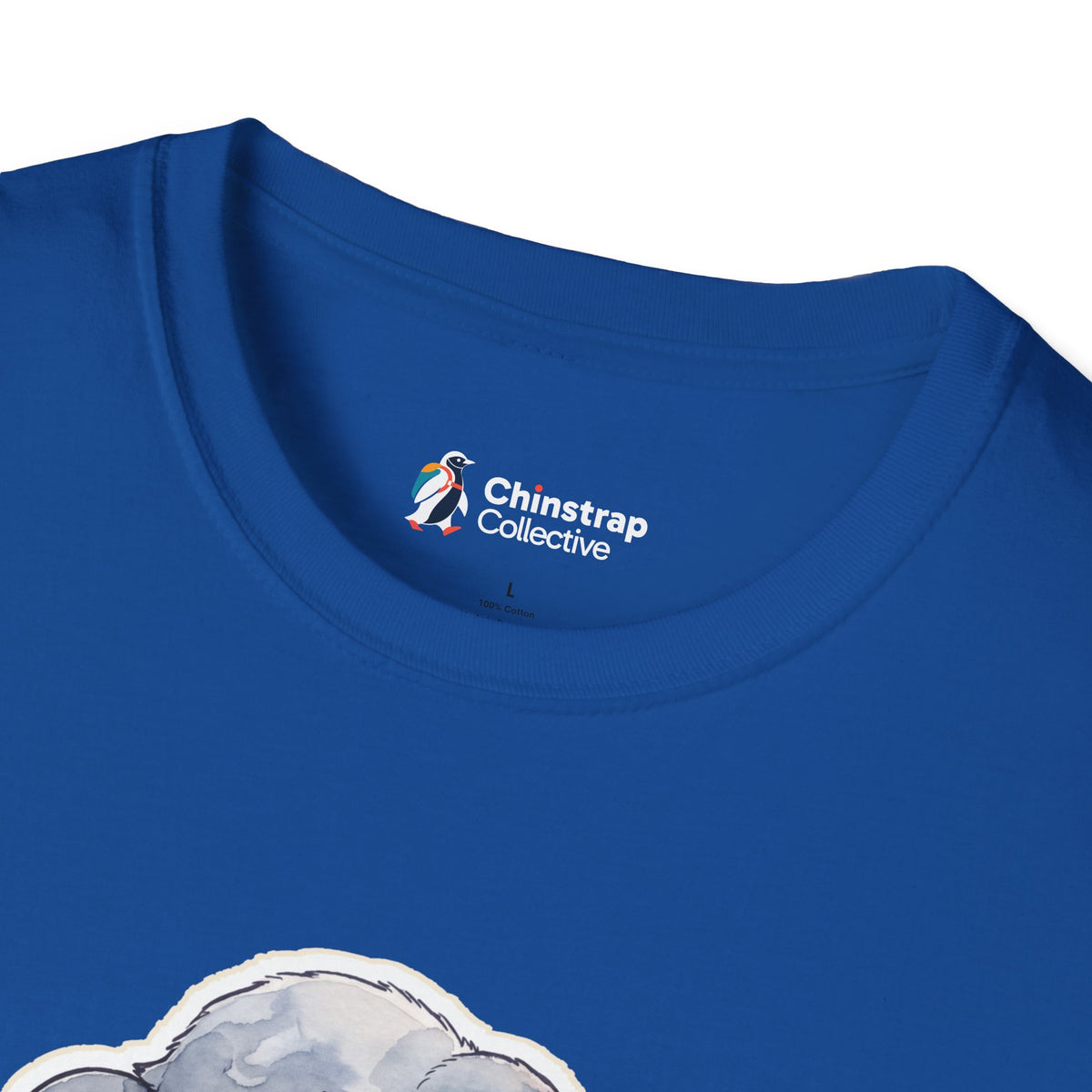The Chinstrap Collective neck label on the Nap Squad T-shirt in Royal