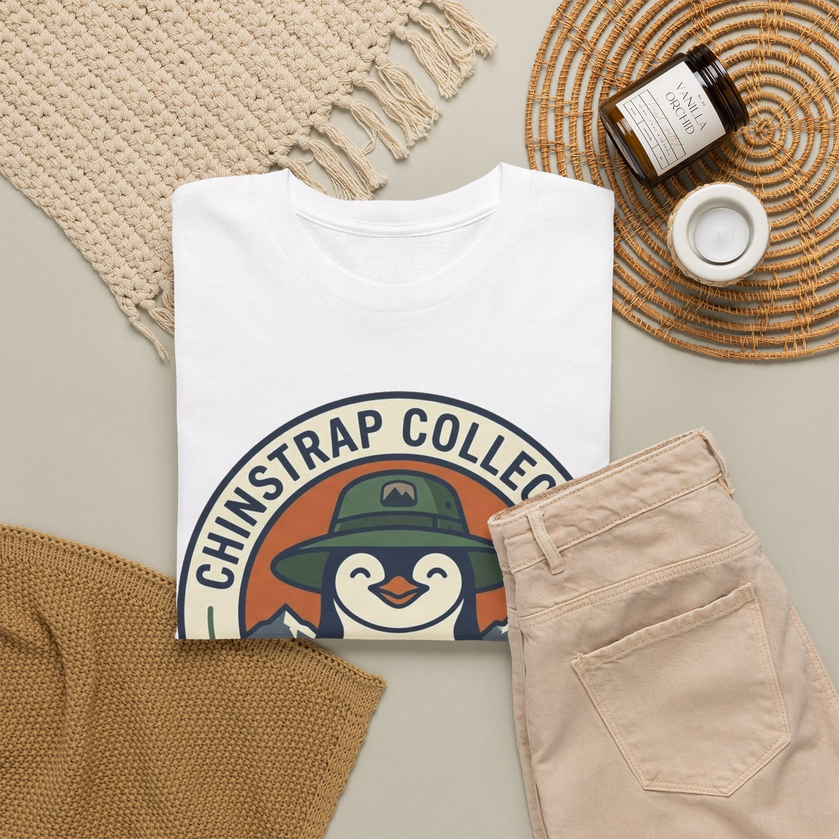 The Penguin Patch T-shirt in White, folded