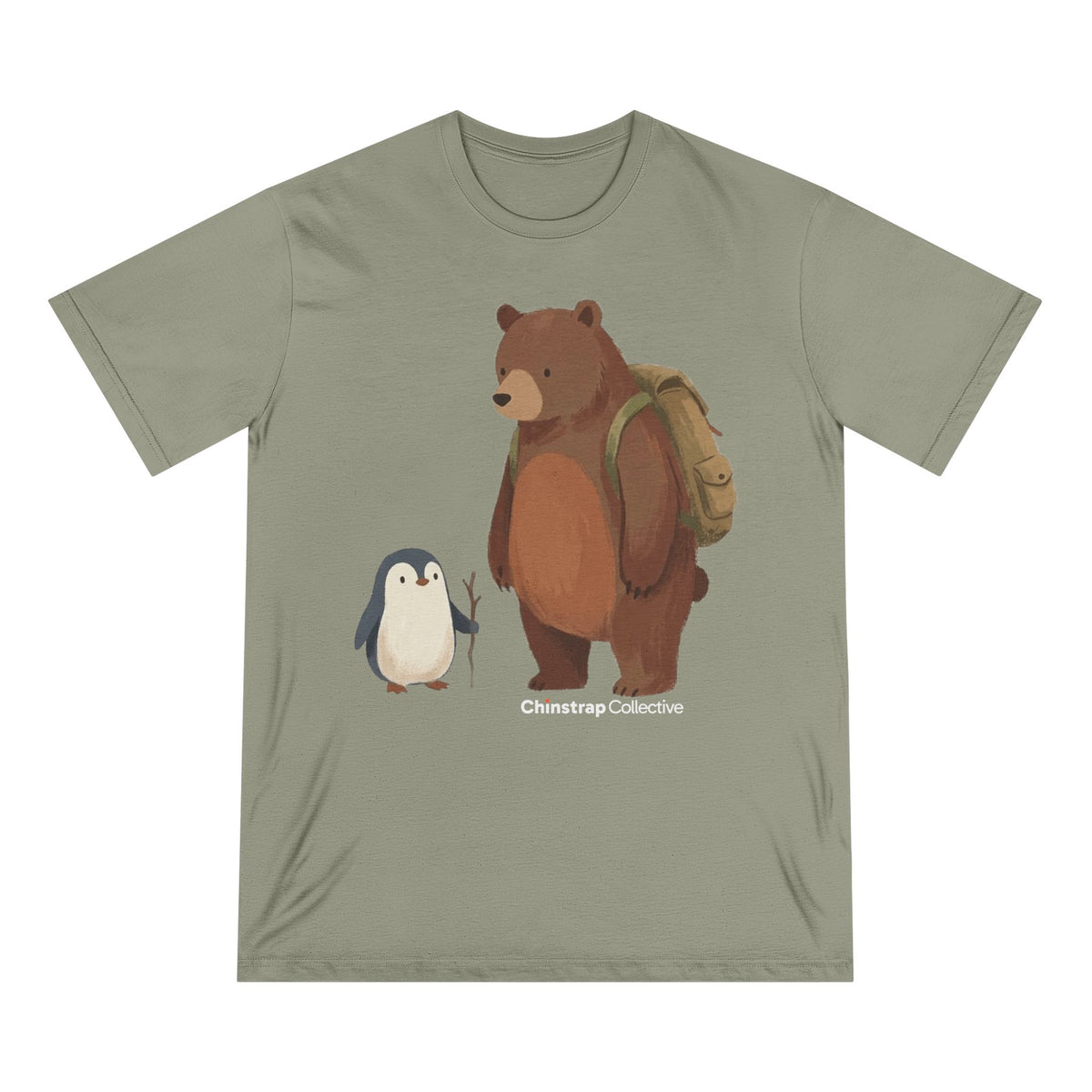 Bear and Penguin Hike penguin T-shirt in Eucalyptus