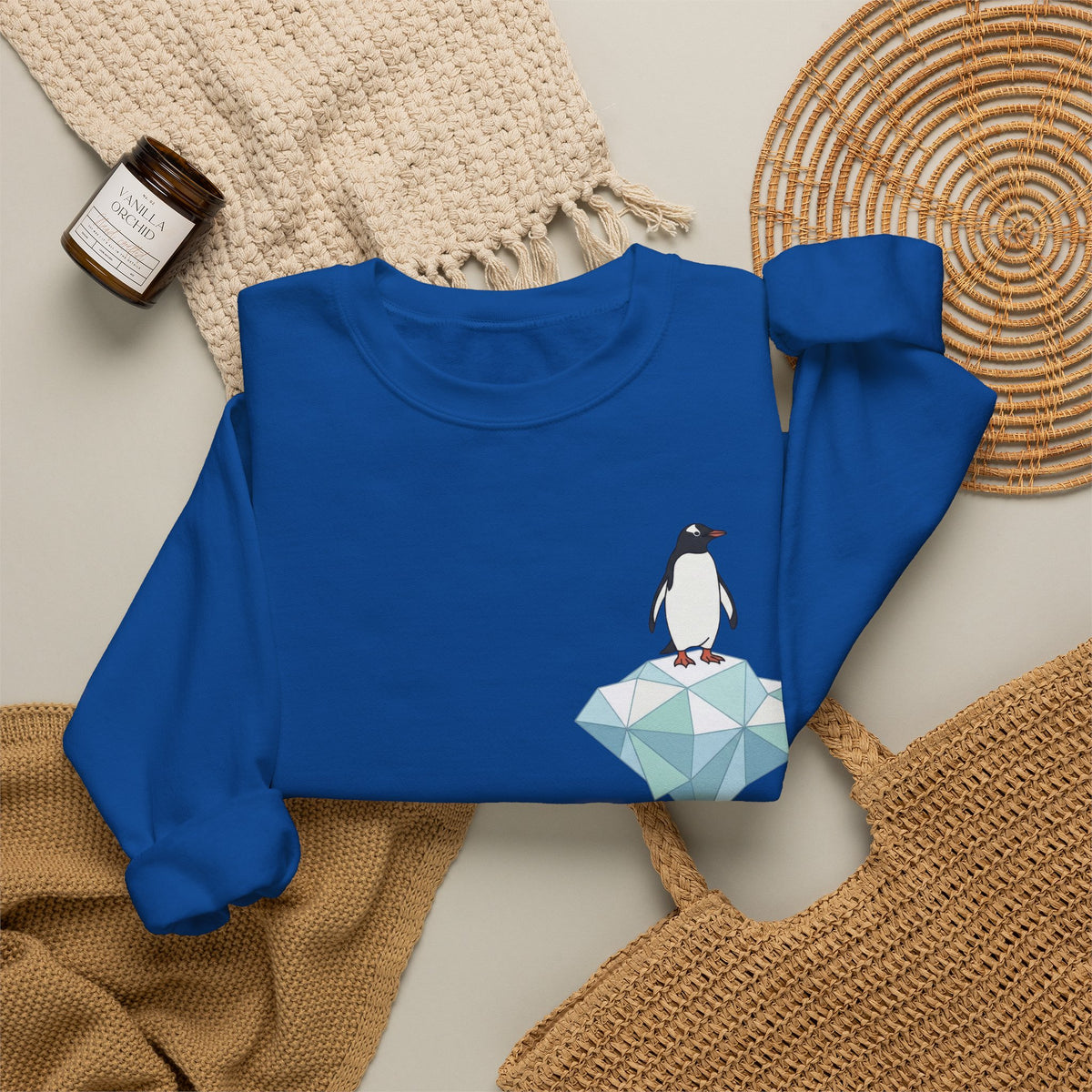 Penguin on Ice Sweatshirt, Cotton Blend