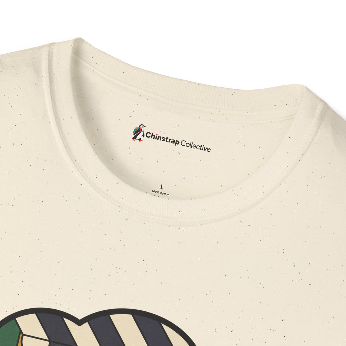 The Chinstrap Collective neck label on the The Usual T-shirt in Natural