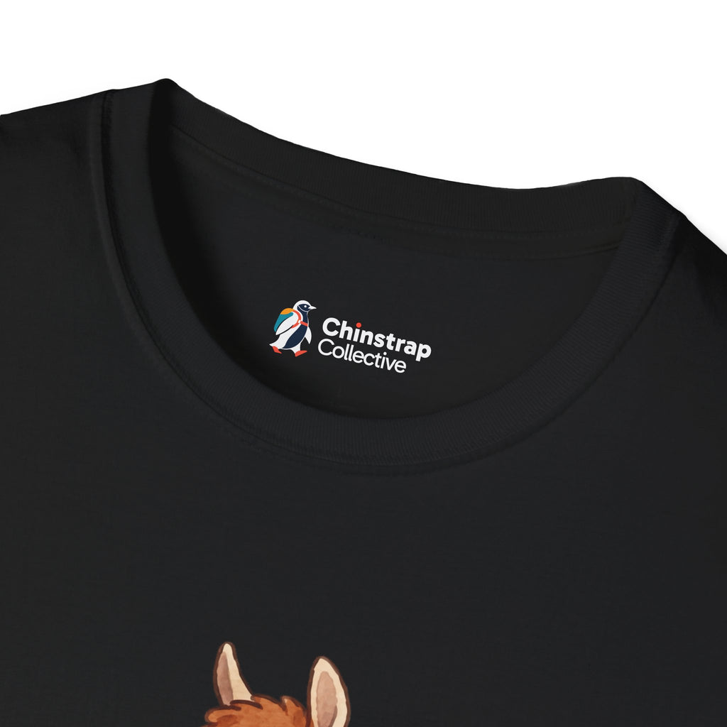 The Chinstrap Collective neck label on the ¿Cómo Te Llama? T-shirt in Black