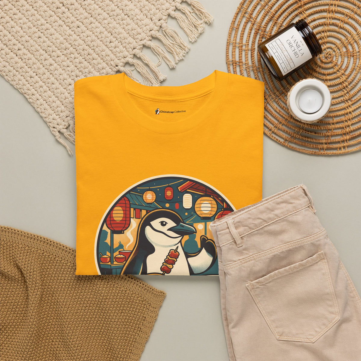 The Night Market Critic T-shirt in Gold, folded