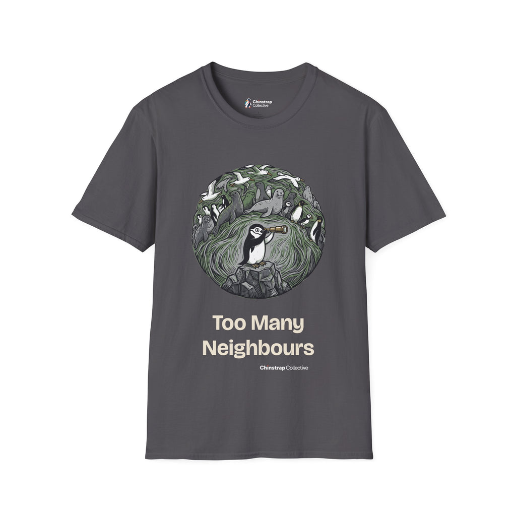 Too Many Neighbours T-Shirt, Field Linocut Style, Lightweight Fabric