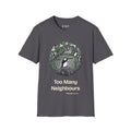Too Many Neighbours T-Shirt, Field Linocut Style, Lightweight Fabric