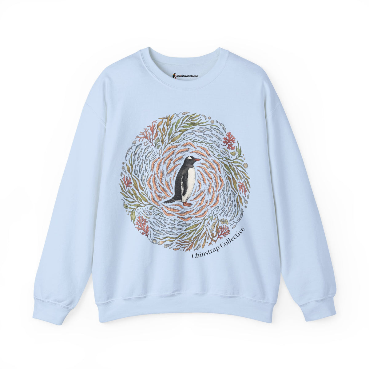 Penguin Wreath Sweatshirt, Ink and Watercolour Style, Cotton Blend