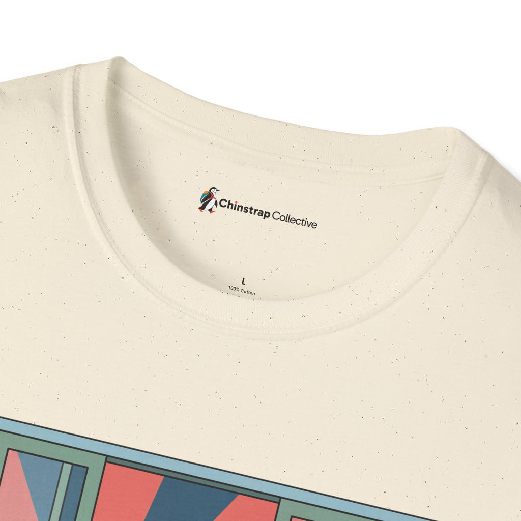 The Chinstrap Collective neck label on the Post-Shift Waddle T-shirt in Natural