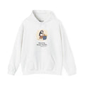 Pour-Over Patience penguin hoodie in White: A chinstrap penguin balances