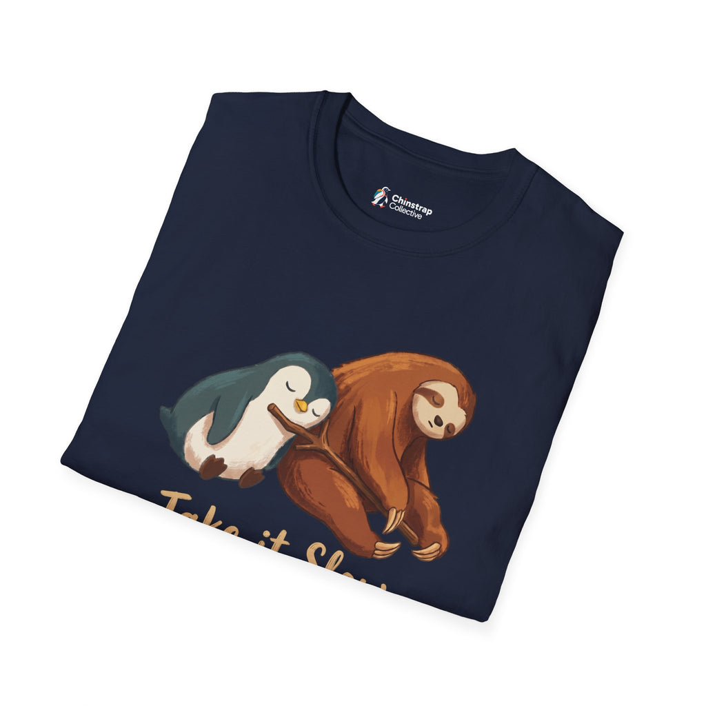 The Take It Slow T-shirt in Navy, folded