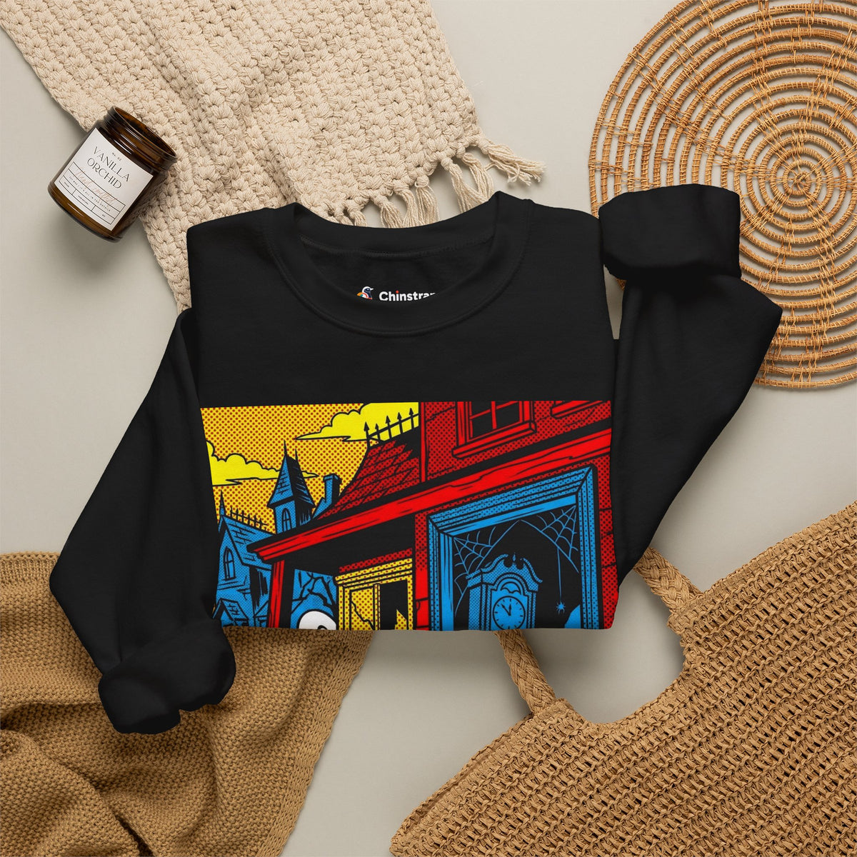 The Ghosts on the Porch sweatshirt in Black, folded