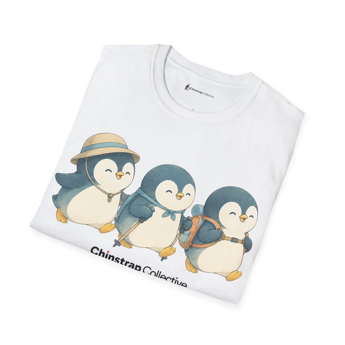 The Penguin Hiking Trio T-shirt in White, folded