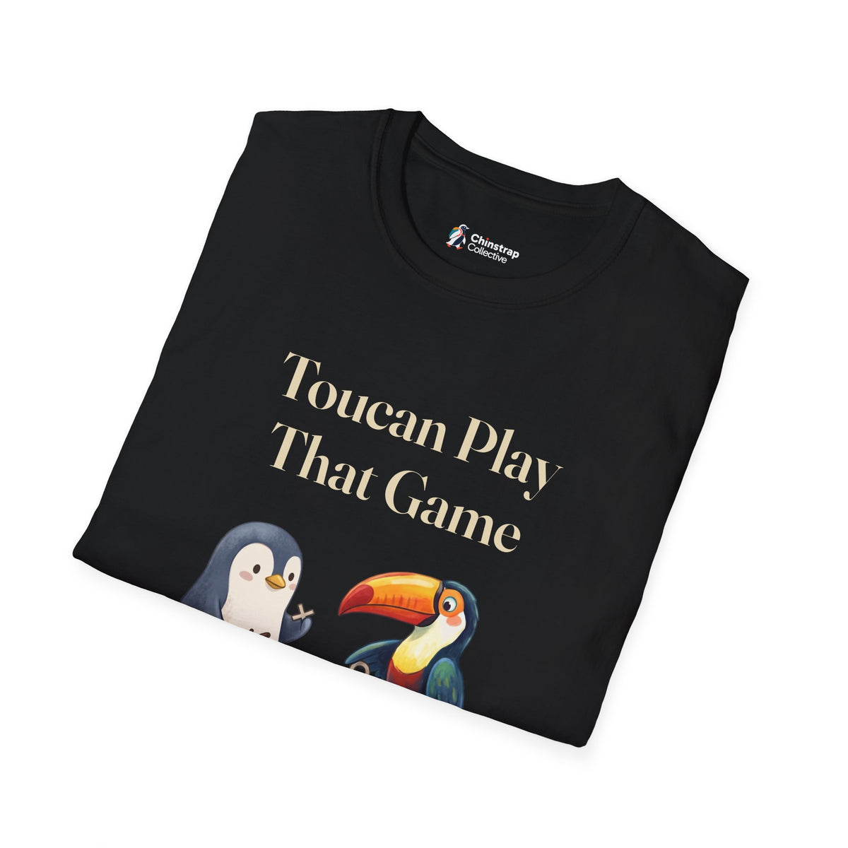 The Toucan Play That Game T-shirt in Black, folded