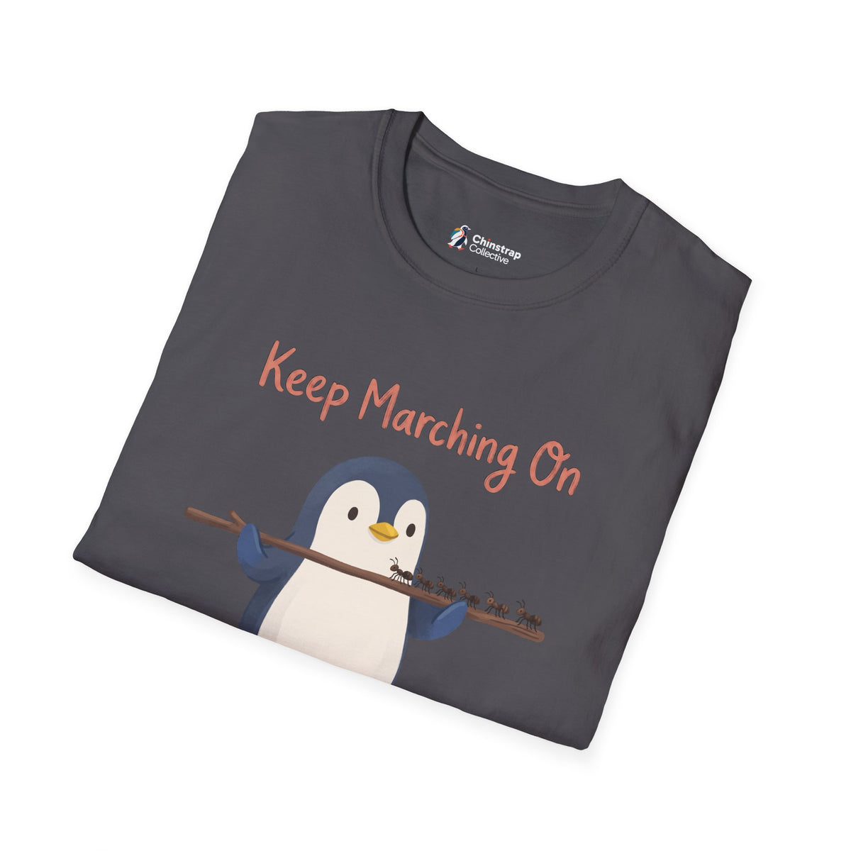 The Keep Marching On T-shirt in Charcoal, folded