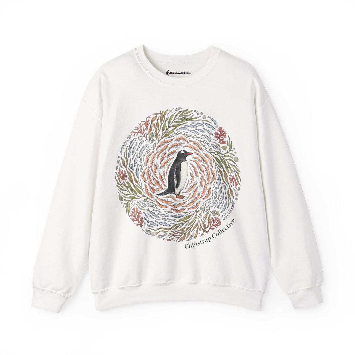 Penguin Wreath Sweatshirt, Ink and Watercolour Style, Cotton Blend