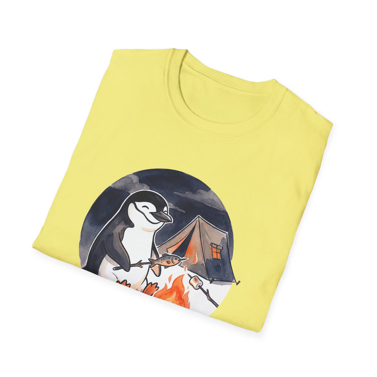 Campfire Fish T-Shirt, Watercolour and Ink Style, Lightweight Fabric