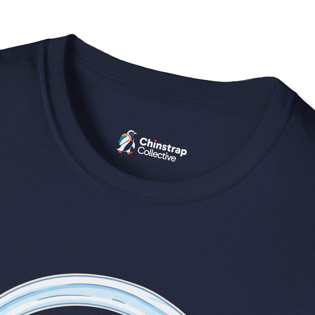The Chinstrap Collective neck label on the Asymptotically Perfect T-shirt in Navy