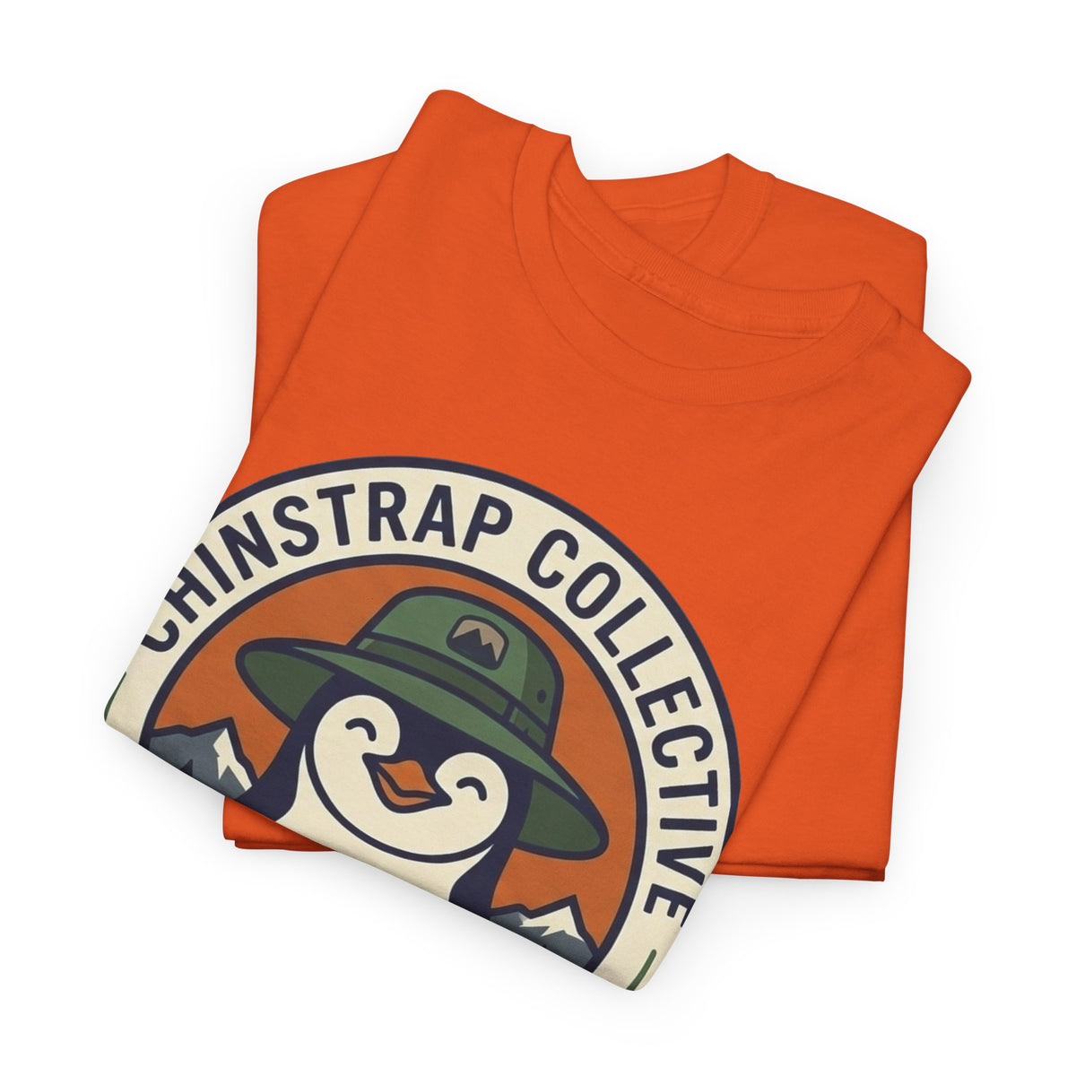 The Penguin Patch T-shirt in Orange, folded