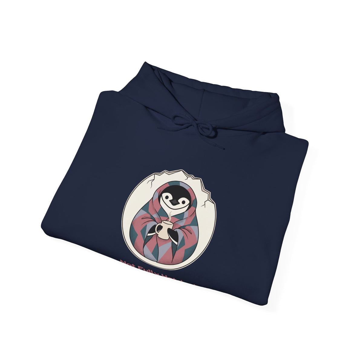 The Not Fully Hatched hoodie in Navy, folded