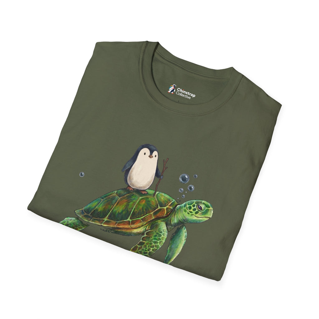 The Turtley Relaxed T-shirt in Military Green, folded