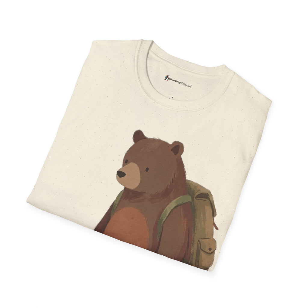 The Bear and Penguin Hike T-shirt in Natural, folded