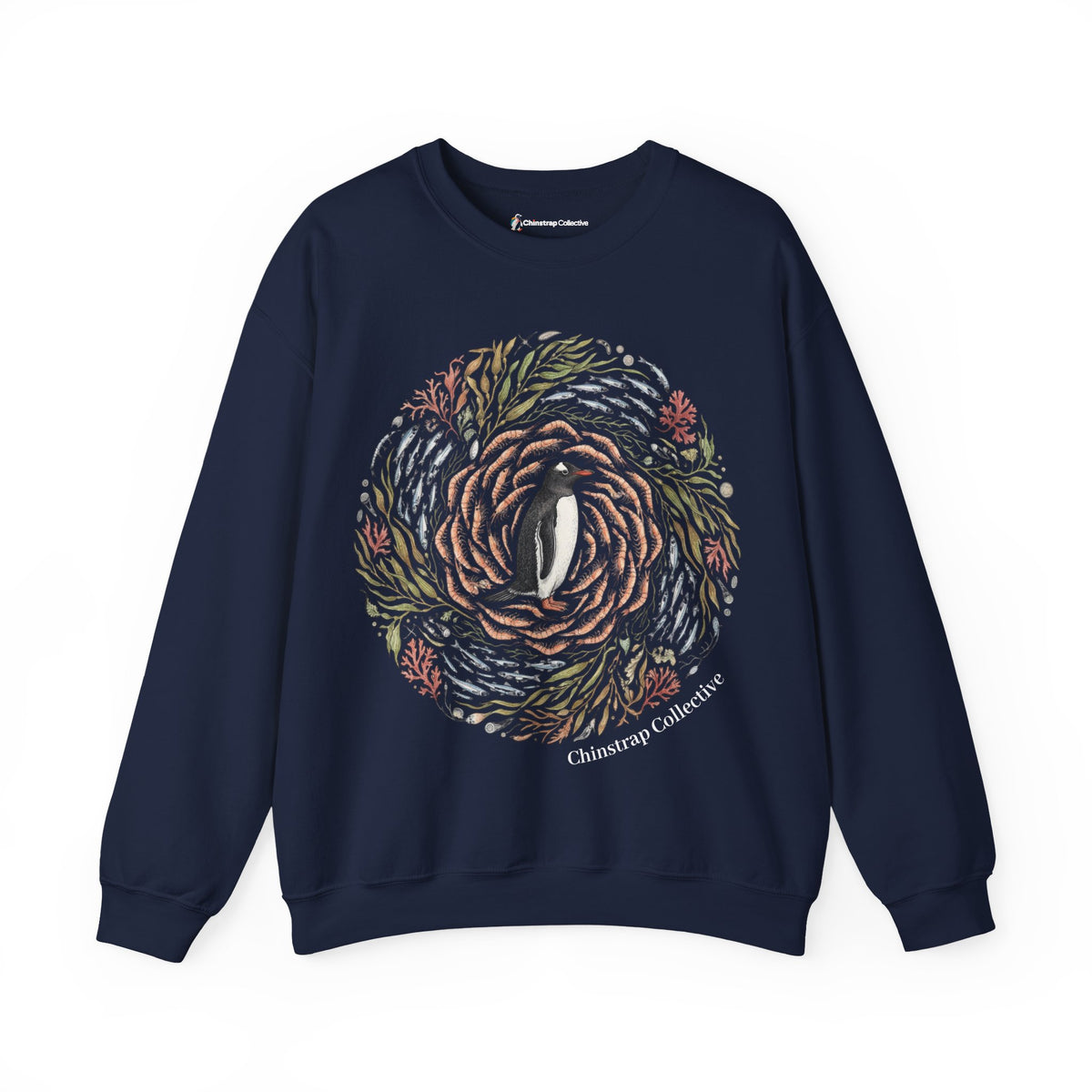 Penguin Wreath Sweatshirt, Ink and Watercolour Style, Cotton Blend