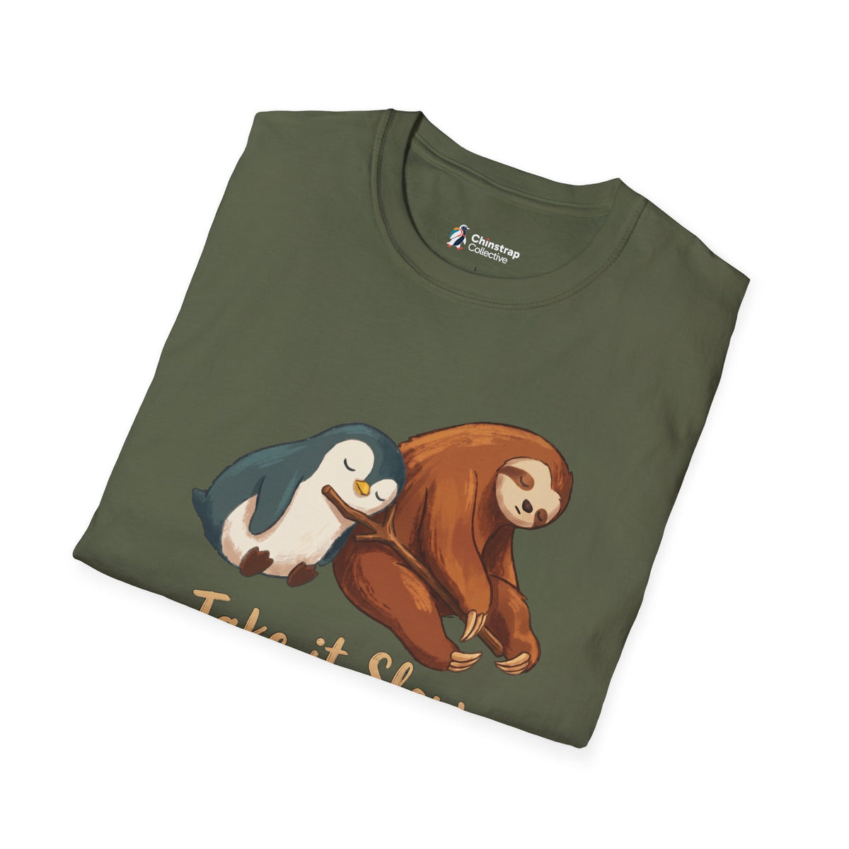 The Take It Slow T-shirt in Military Green, folded