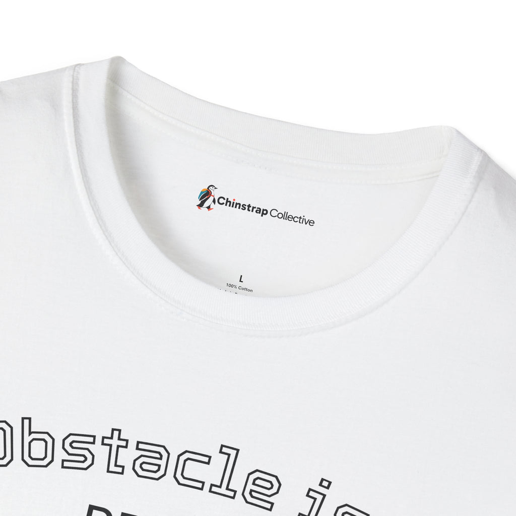 The Chinstrap Collective neck label on the Penguin Wisdom T-shirt in White