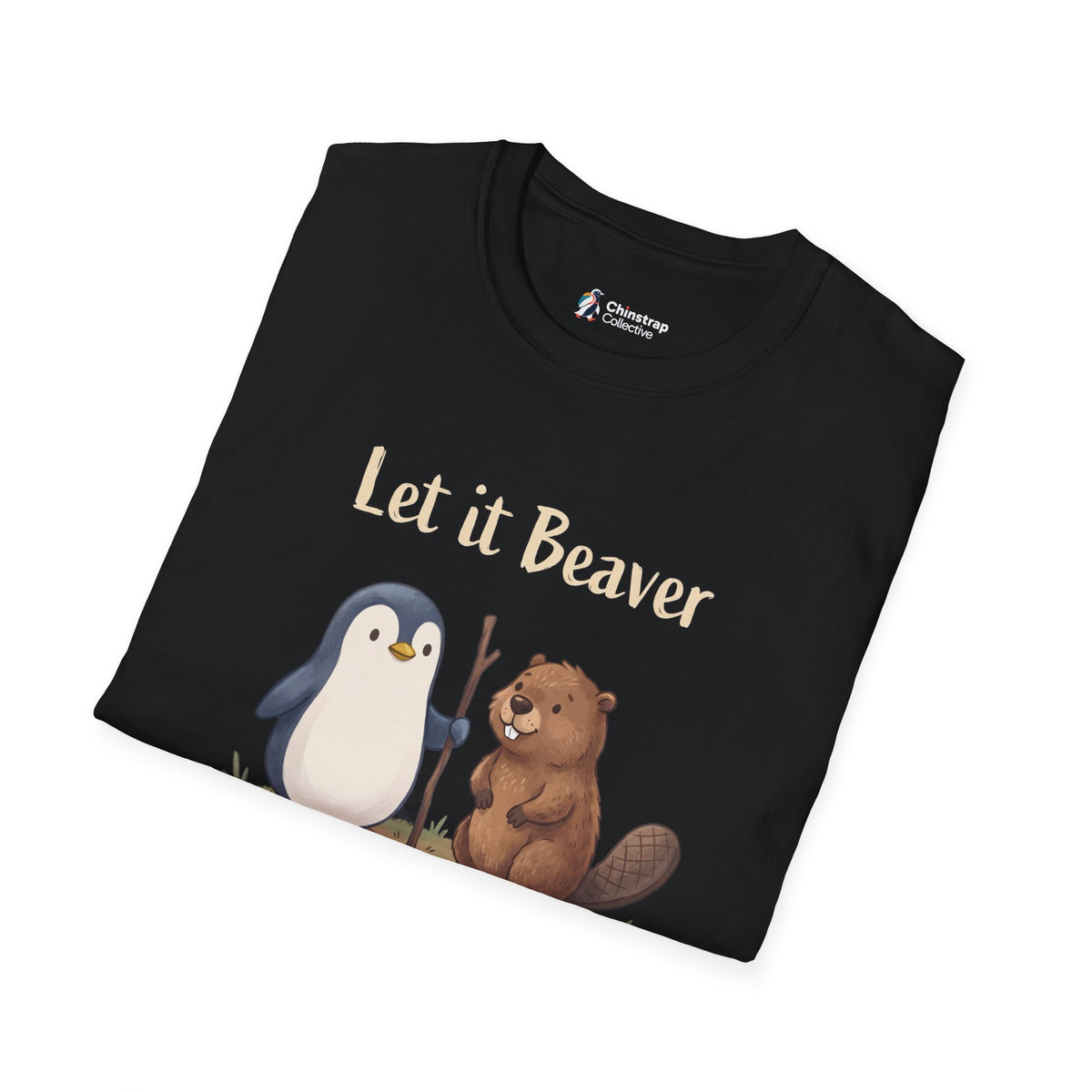 The Let It Beaver T-shirt in Black, folded