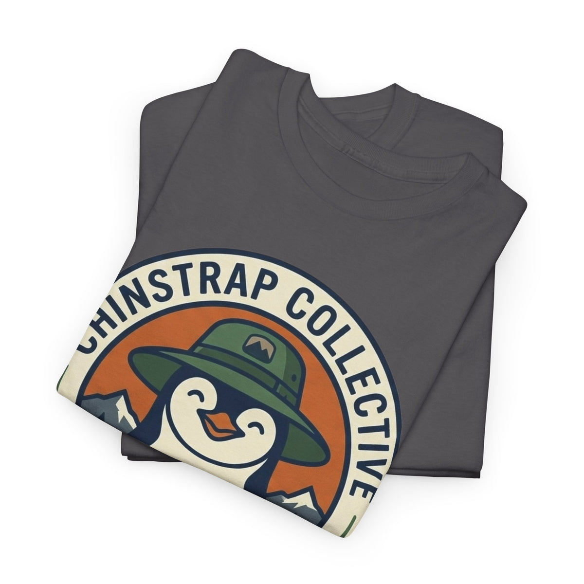 The Penguin Patch T-shirt in Charcoal, folded