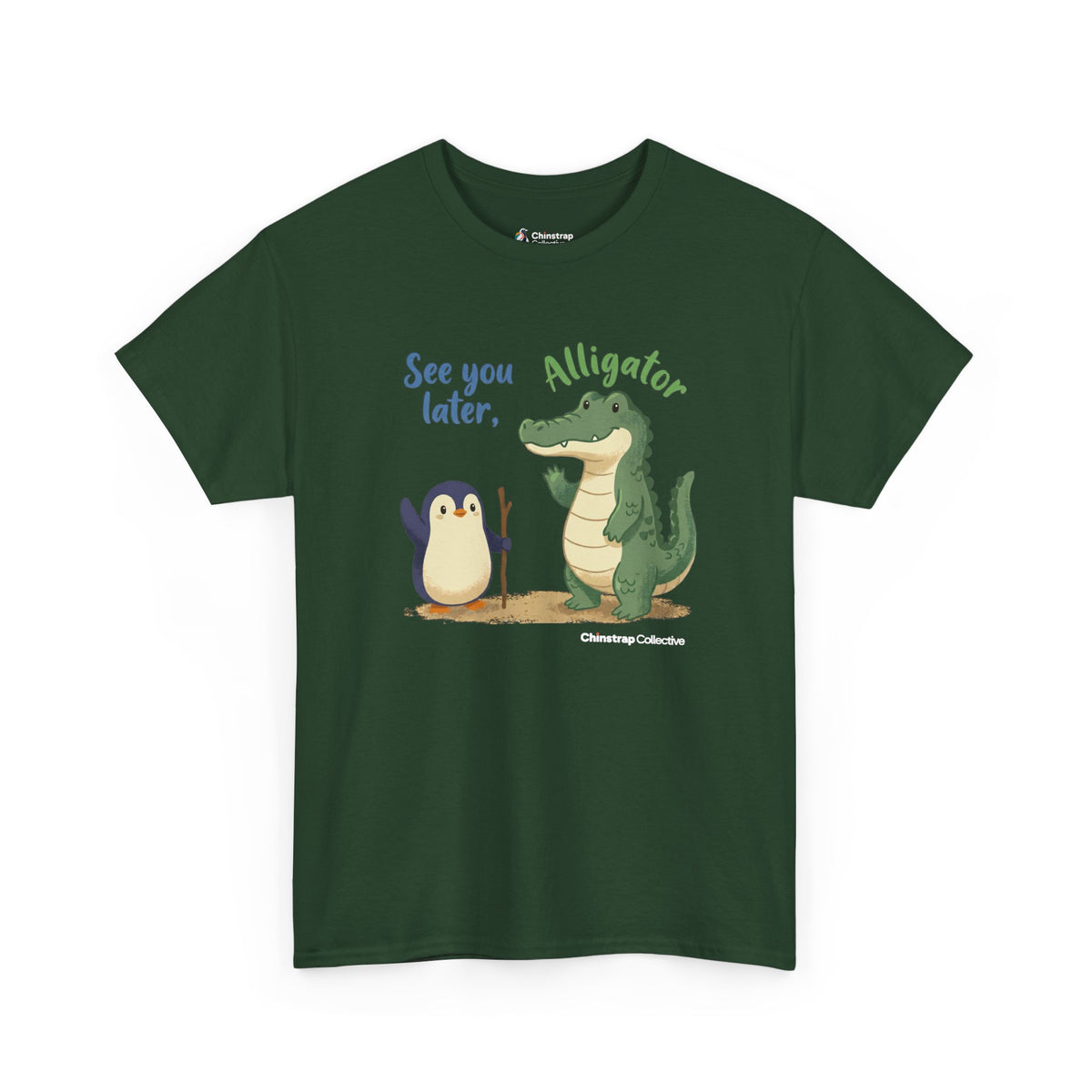 Later, Gator penguin T-shirt in Forest Green