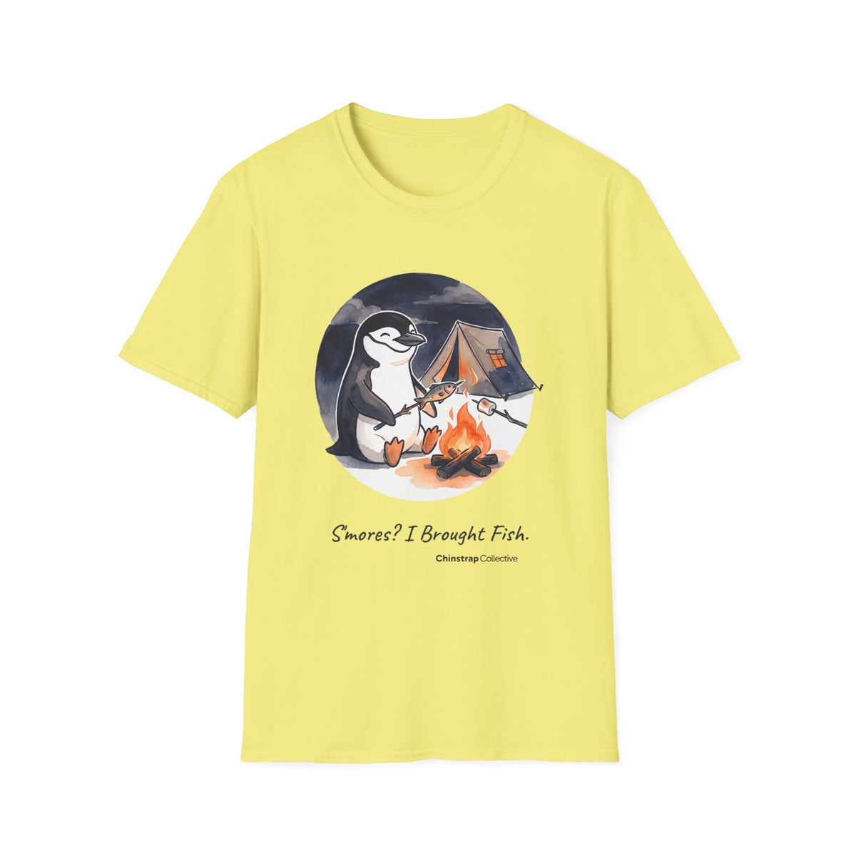 Campfire Fish T-Shirt, Watercolour and Ink Style, Lightweight Fabric
