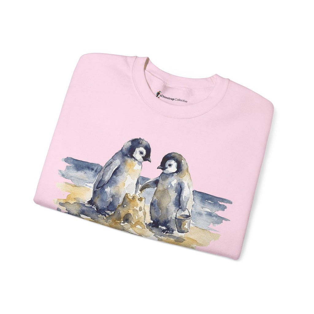 The Sandcastle Penguin Chicks sweatshirt in Light Pink, folded