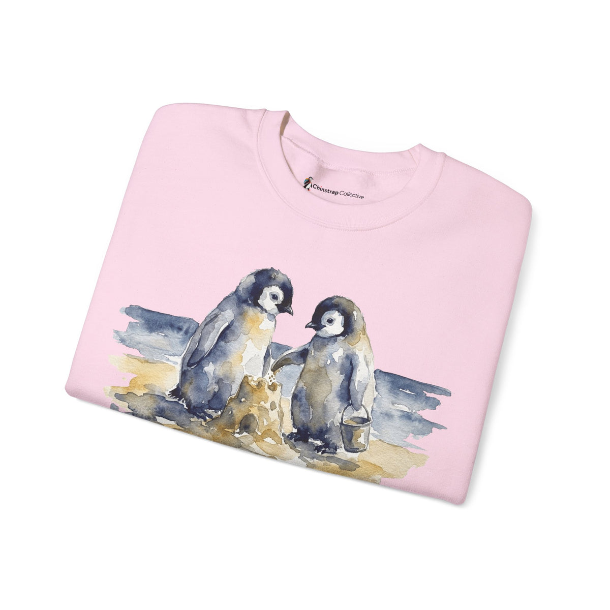 The Sandcastle Penguin Chicks sweatshirt in Light Pink, folded