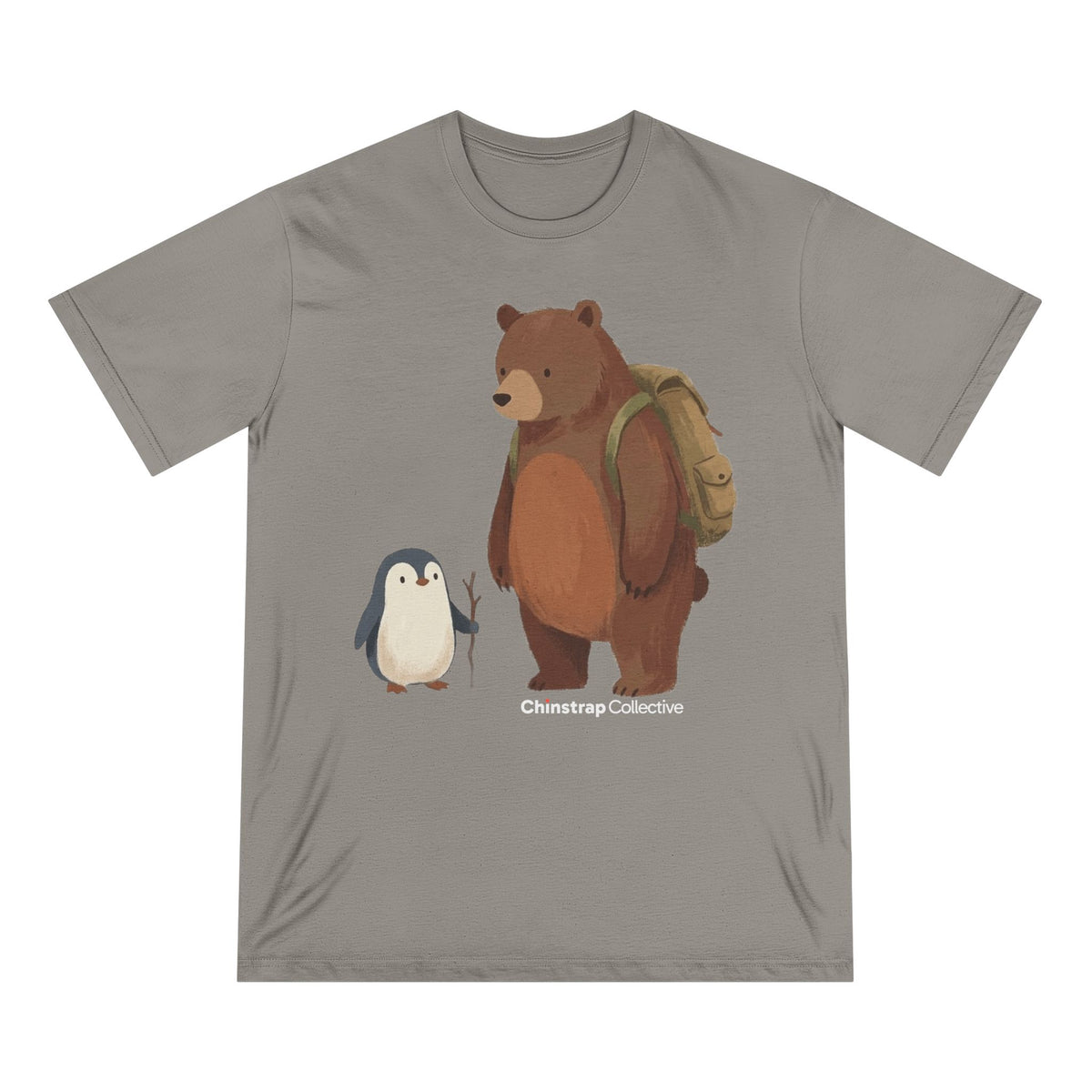Bear and Penguin Hike penguin T-shirt in Granite