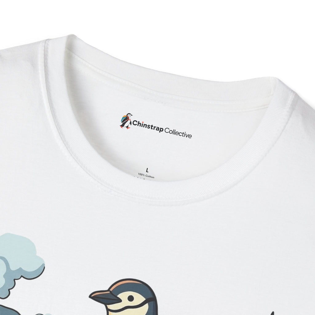 The Chinstrap Collective neck label on the Penguin Bison Ride T-shirt in White