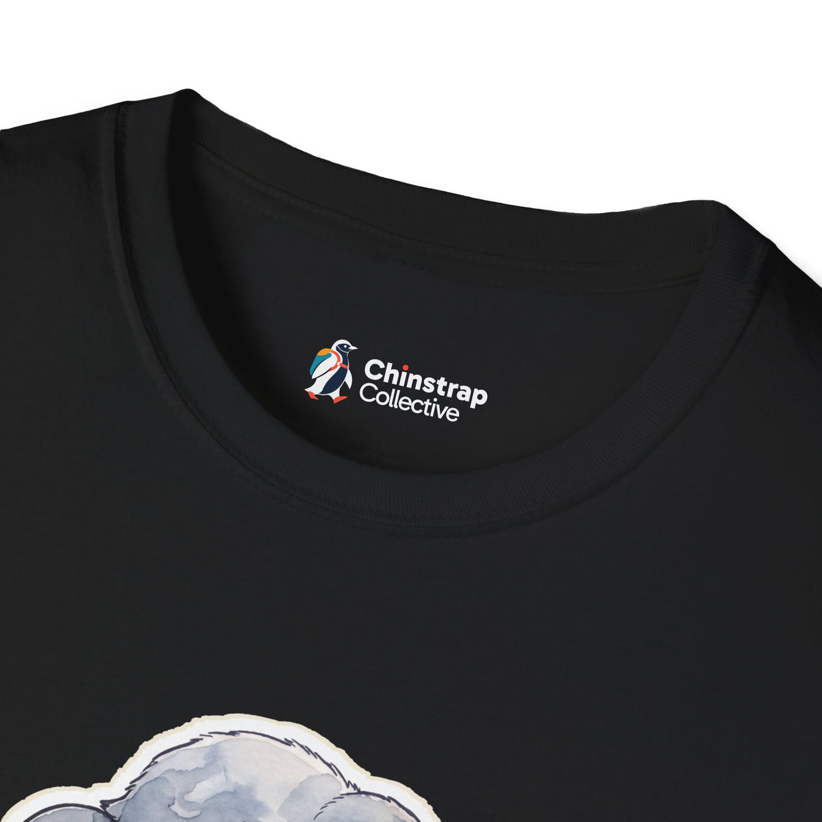 The Chinstrap Collective neck label on the Nap Squad T-shirt in Black