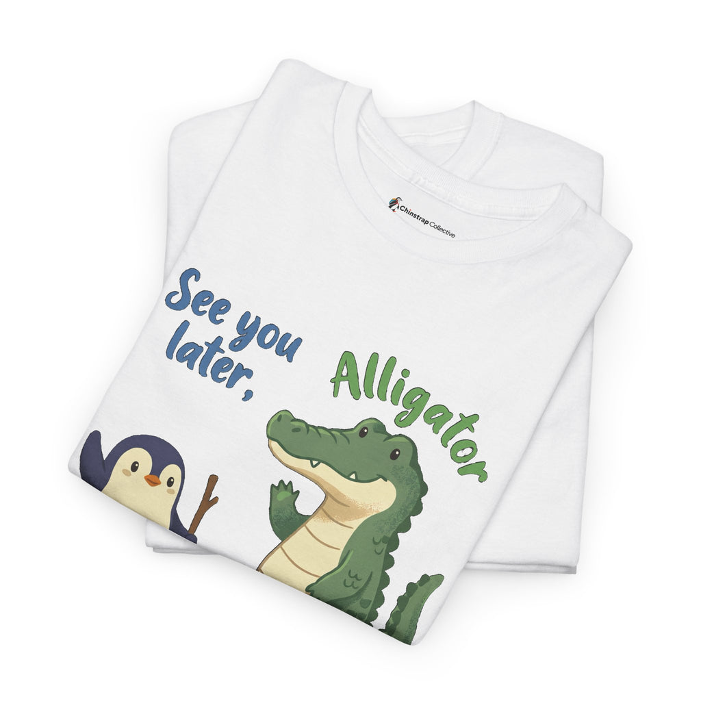 The Later, Gator T-shirt in White, folded