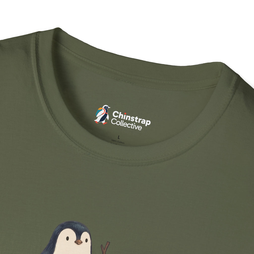 The Chinstrap Collective neck label on the Turtley Relaxed T-shirt in Military Green