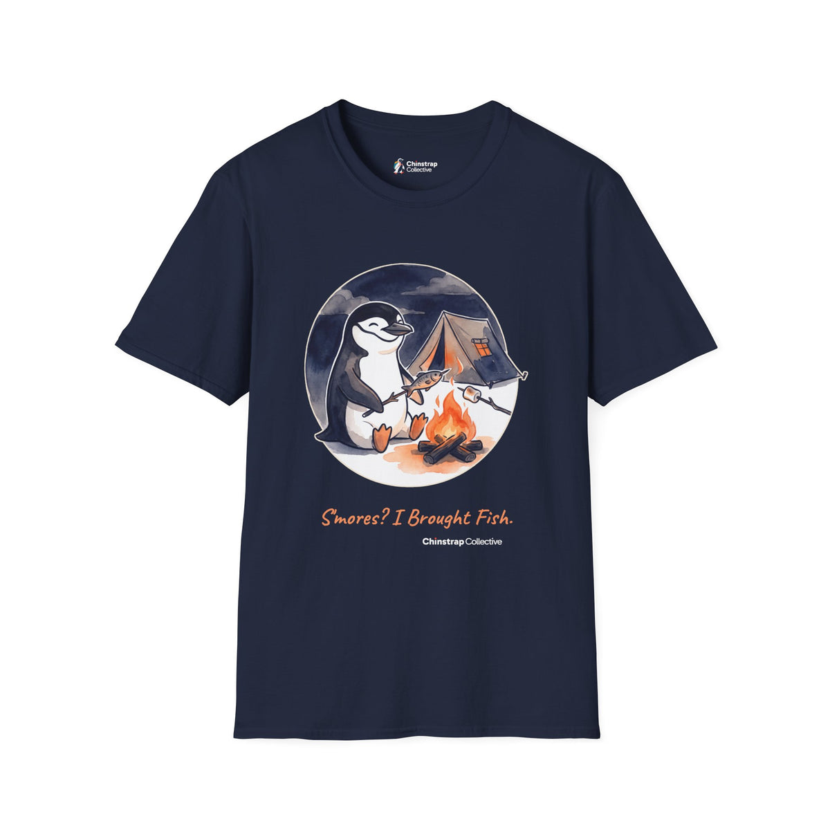 Campfire Fish T-Shirt, Watercolour and Ink Style, Lightweight Fabric