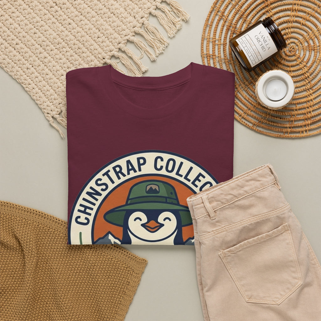 The Penguin Patch T-shirt in Maroon, folded