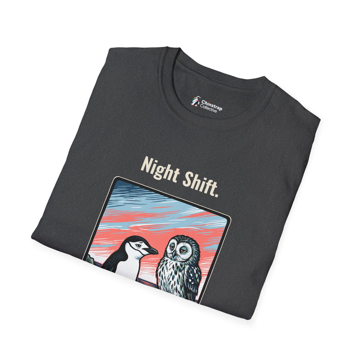 The Still Waddling T-shirt in Dark Heather, folded