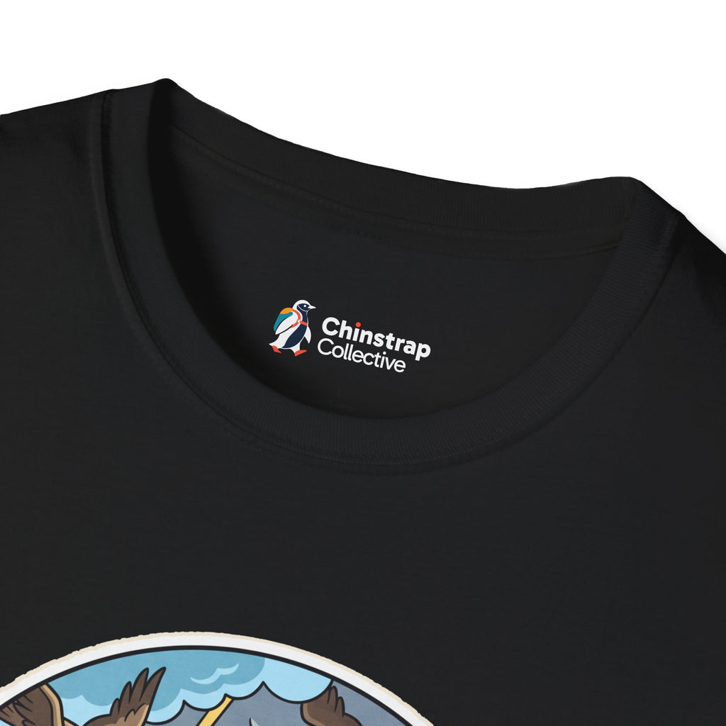The Chinstrap Collective neck label on the Unflappable T-shirt in Black