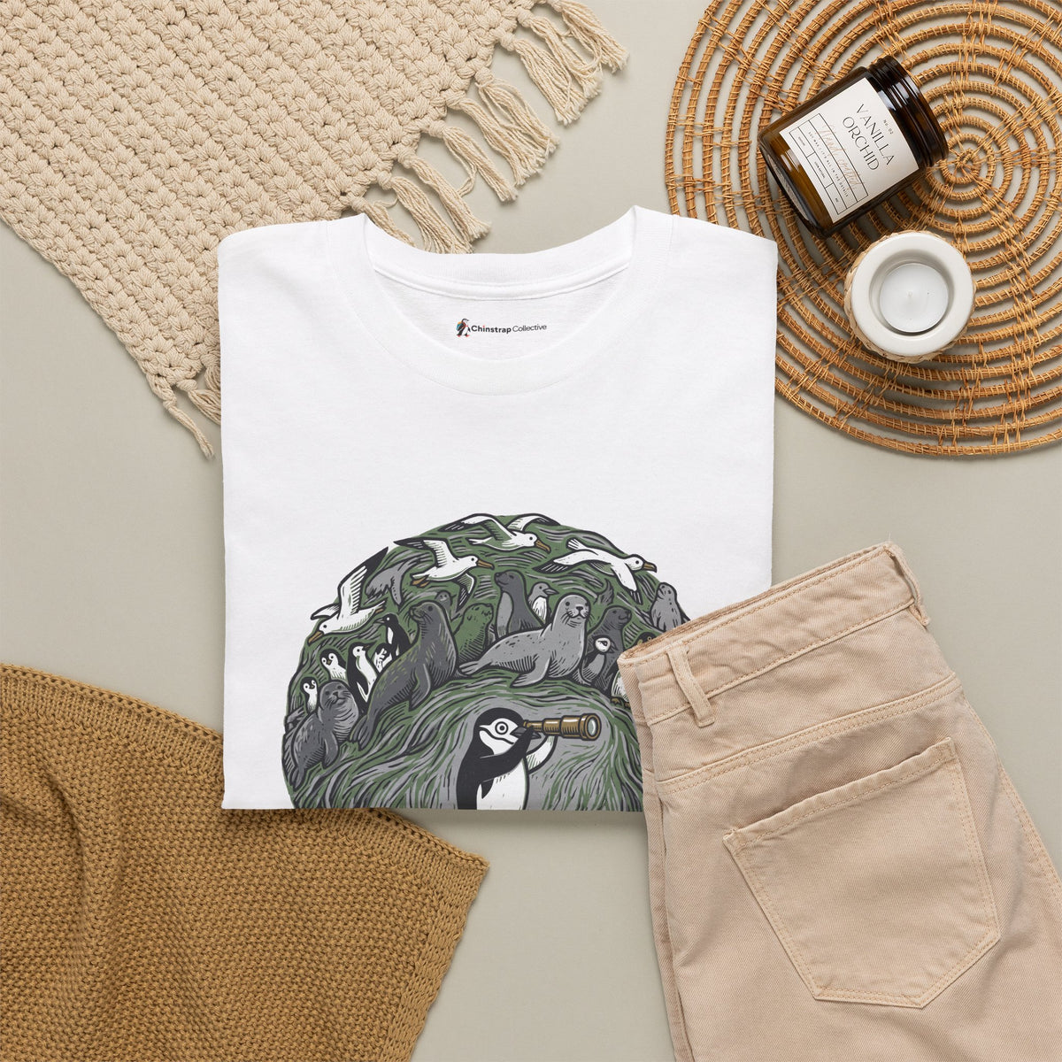 The Too Many Neighbours T-shirt in White, folded